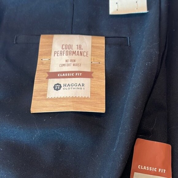 Haggar Mens Classic Fit Cool 18 Performance Pants With No Iron Comfort Waist Bla - Picture 3 of 7